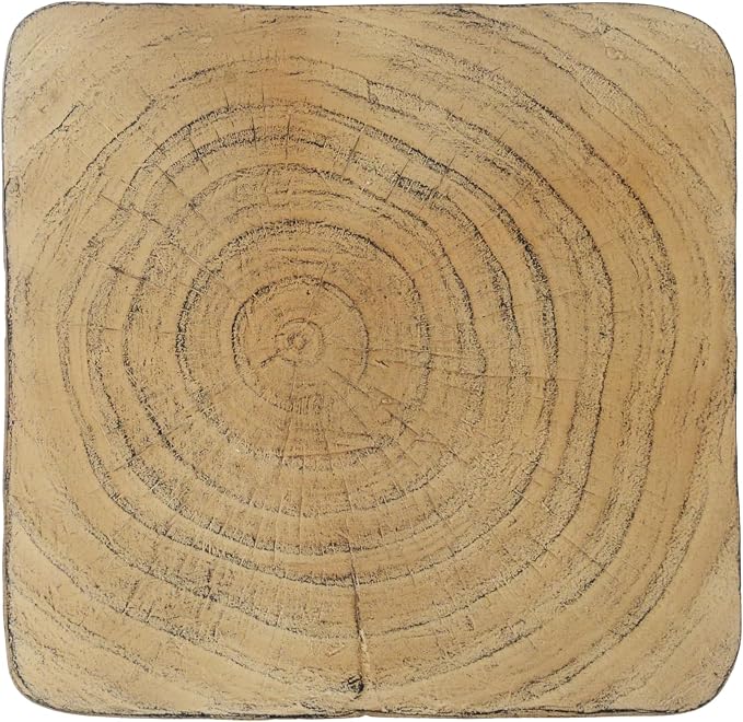 Patio Faux Concrete Side Table Outdoor Faux Wood End Table, Round Outdoor Accent Tables, Garden Stool Plant Stand for Porch, Backyard Natural Wood