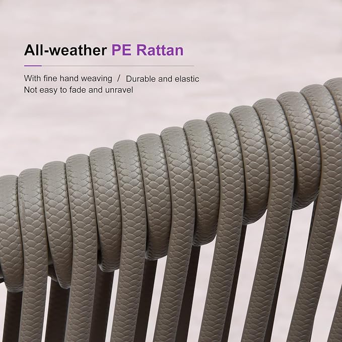 PURPLE LEAF 11 Pieces Outdoor Dining Table and Chairs Set Patio Dining Set Aluminum Wicker Rattan Patio Furniture Set for Lawn Garden Backyard Grey with Counter Stools