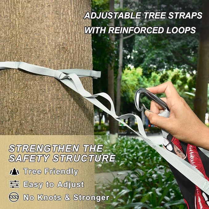 Camping Hammock Outdoor Hammocks for Outside Red Lips 1 Beach Trees Portable Lightweight with Pockets Tree Straps Indoor