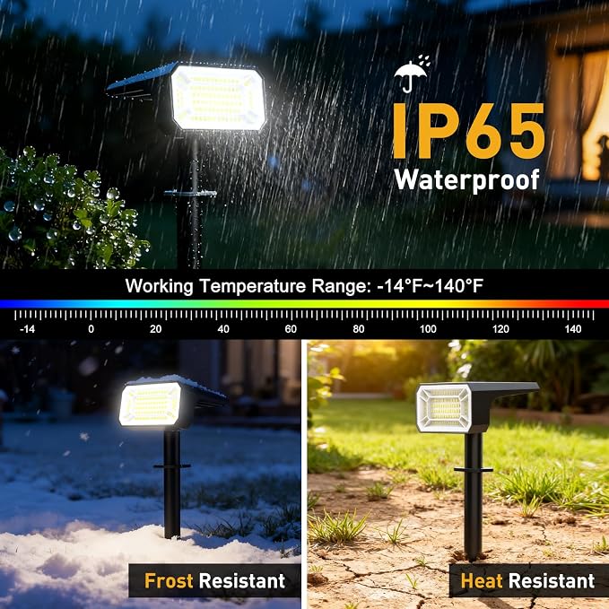 800Lumens Solar Spot Lights Outdoor, 8 Pack Solar Landscape Lights, 100 LEDs, 4 Lighting Modes, IP65 Waterproof, 2-in-1 Solar Spotlights/Uplights for Yard Garden Pathway Driveway(Cool White)
