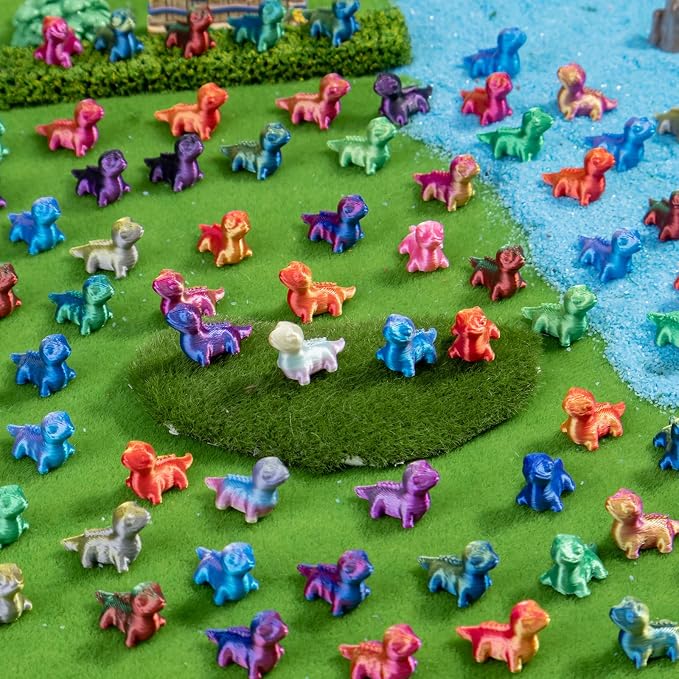 100pcs Mini 3D Printed Animals Tiny Animals Plastics Figures Miniature Little Small Lizard Figurines Bulk for Micro Fairy Garden Landscape Accessories Hide Crafts Decor Aquarium