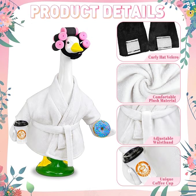 Lady Porch Goose Outfit Bathrobe Goose Outfit for 17/23" Outdoor Statue | Funny Porch Goose Outfits, Bathrobe Lawn Goose Outfit, Spring Summer Goose Outfit for 17/23" Lawn Geese for Garden Decoration