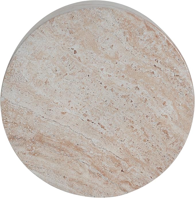 Outdoor Side Table Faux Marble End Table Faux Stone Side Tables Travertine Small Coffee Tables for Indoor Outdoor, Garden Stool Plant Stand for Porch, Backyard Patio, Bowl
