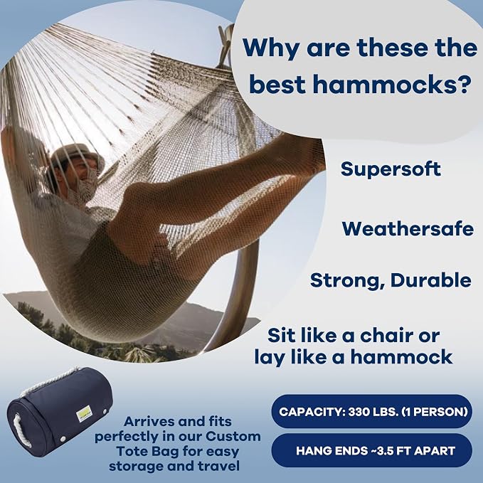 Handwoven Hammock & Charcoal Vista Stand by Yellow Leaf Hammocks - Hanging Chair, Fits 1 Person, 330lb max - Weathersafe, Easy to Hang & Setup, Ultra Soft, Artisan Made - Hammock Color: Grey
