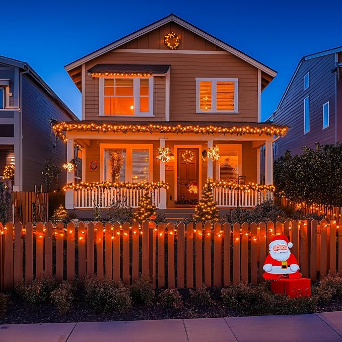 JMEXSUSS 150 LED Orange Halloween Lights Indoor, Fall Lights Plug in | 59Ft Connectable Orange String Lights Outdoor, 8 Modes Orange Lights for Halloween Thanksgiving Fireplace Tree Party Decor