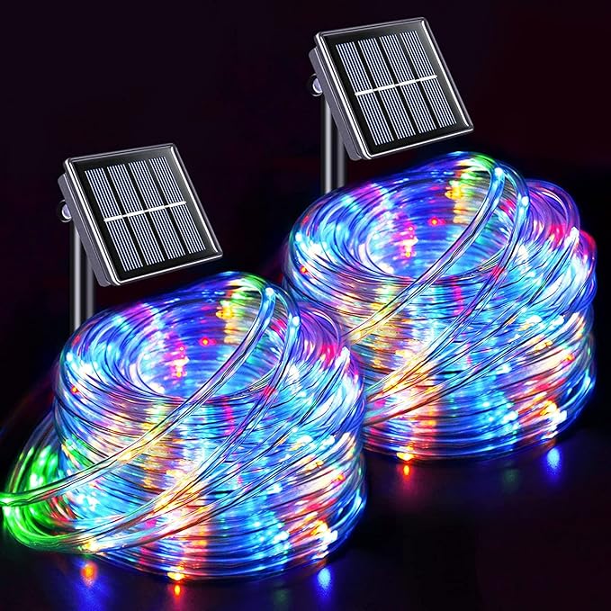 JMEXSUSS Solar Trampoline Lights, 2 * 200 LED Solar Rope Lights | 66ft IP 65 Waterproof Camping Light Outdoor, 8 Modes Trampoline Accessories for Camp Ladder Slide Tent (Multicolor)