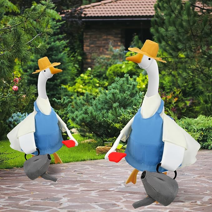 Gardener Goose Outfit - Cute Clothes for Lawn Decor, Porch Costume for 23" Cement Goose, Outdoor Garden Yard Patio Statue Art