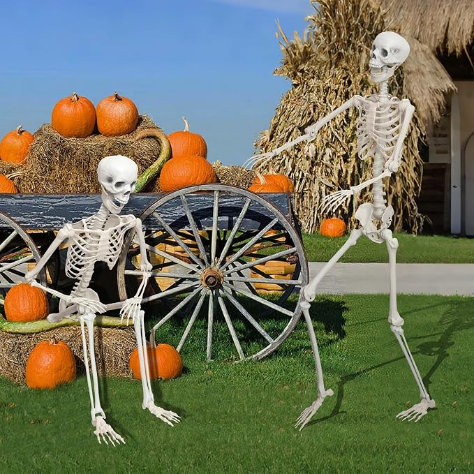 5.9Ft/180cm Giant Skeleton Poseable Skeleton Realistic Full Body Bones for Halloween Decorations