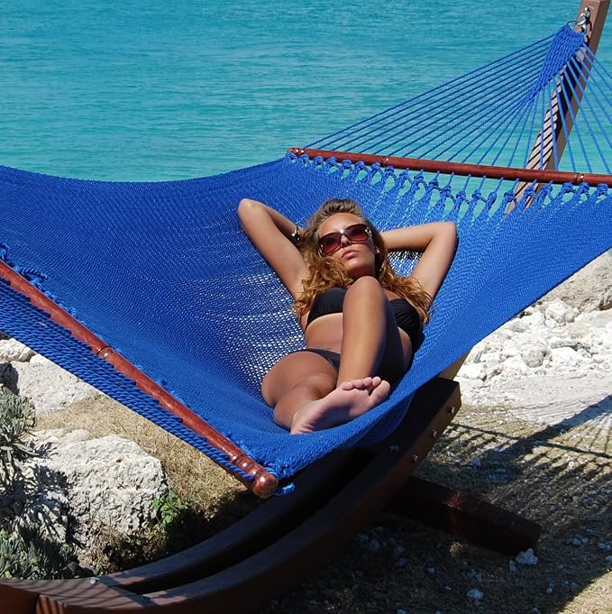Jumbo Caribbean Hammock - 55 Inch - Soft-Spun Polyester - Dark Blue