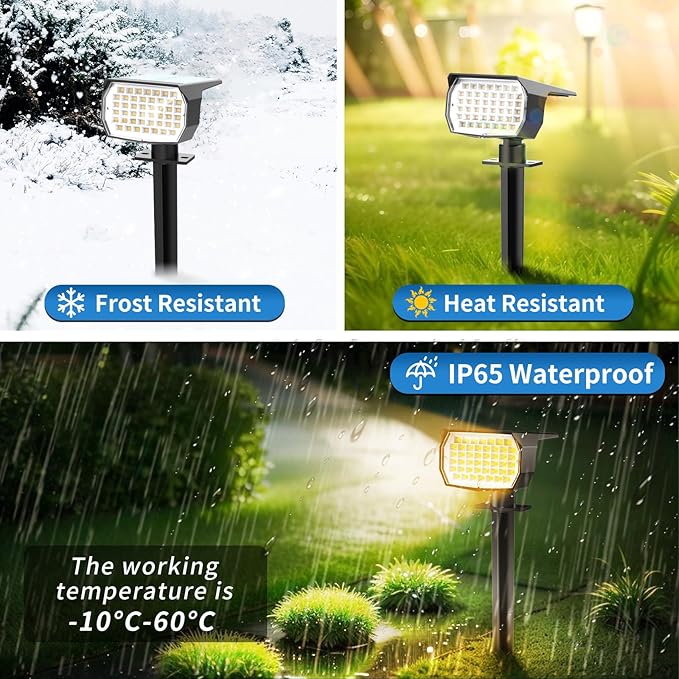 Tadyreal Solar Spot Lights Outdoor 6 Pack, [46 LED/3 Modes] Solar Landscape Spotlights Waterproof, 2-in-1 Auto On/Off Solar Powered Lights for Outside Yard Garden Wall Pathway(Warm White)