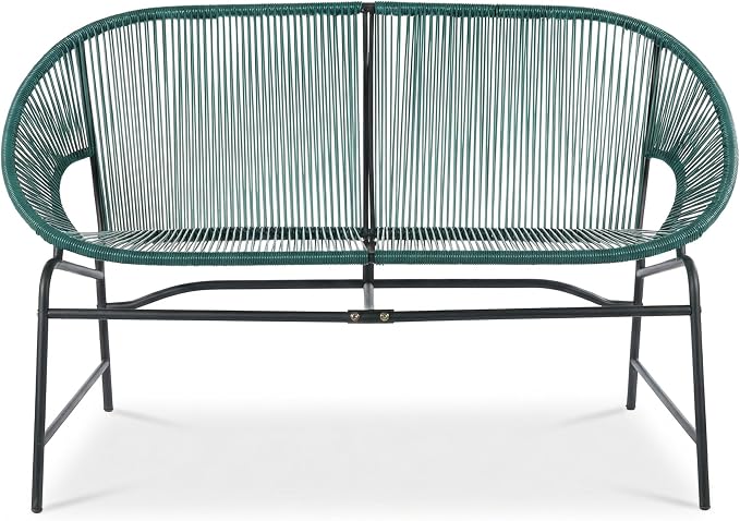 Christopher Knight Home Dessa 3 Piece Patio Furniture Set, Wicker Patio Loveseat Sofa and Accent Chair Set of 2, Metal Double Papasan Chair, Teal