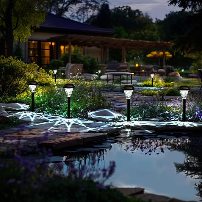 GIGALUMI 8 Pack Solar Lights Outdoor Waterproof, Solar Garden Lights | Outdoor Solar Lights for Yard, Yard Decorations Outdoor for Pathway, Patio, Garden, Driveway, Lawn, and Landscape(Cold White)