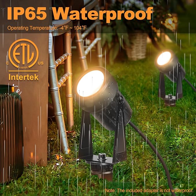 85.3FT LED Outdoor Landscape Spot Light Low Voltage, 24W Wired Uplight with Transformer, IP65 Waterproof Outside Plug-in lighting for Garden House Yard Tree Pathway, Warm White 3000K, Pack of 8