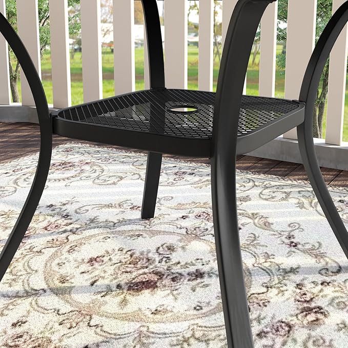 VICLLAX 5 Pieces Patio Dining Set, Outdoor Dining Set for 4-40.6" Round Patio Table and 4 Outdoor Swivel Chairs for Lawn Garden, Grey Tabletop and Grey Fabric