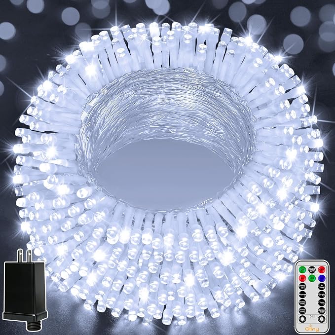 Ollny 262FT 800LED White Christmas Lights Outdoor Indoor Plug in | 8 Modes Fairy Light with Remote Waterproof Timers Dimmable LED String Lights for Bedroom Classroom Christmas Tree Decoration