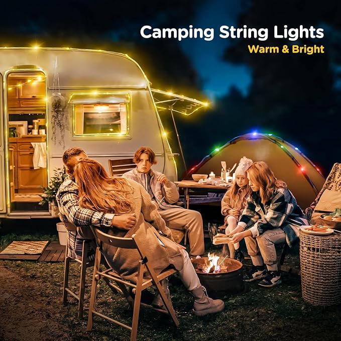 2-Pack Camping String Lights 4 in 1, 32.8FT Quick Storage 8 Modes | Protable Rechargeable Fairy Tent Lights String , Waterproof Portable LED Lamp for Outdoor Indoor Patio Decor Essentials