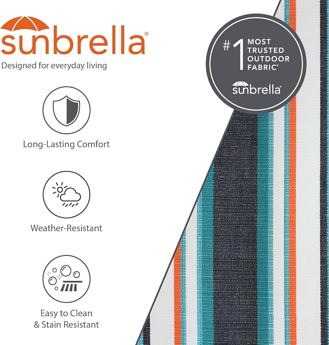 Vivere Double Sunbrella Hammock with Solid Pine Arc Stand - 450 lb Capacity, Durable FSC Wood Frame, Includes Hardware & User Guide - 450 lb Weight Capacity (Token Surfside)