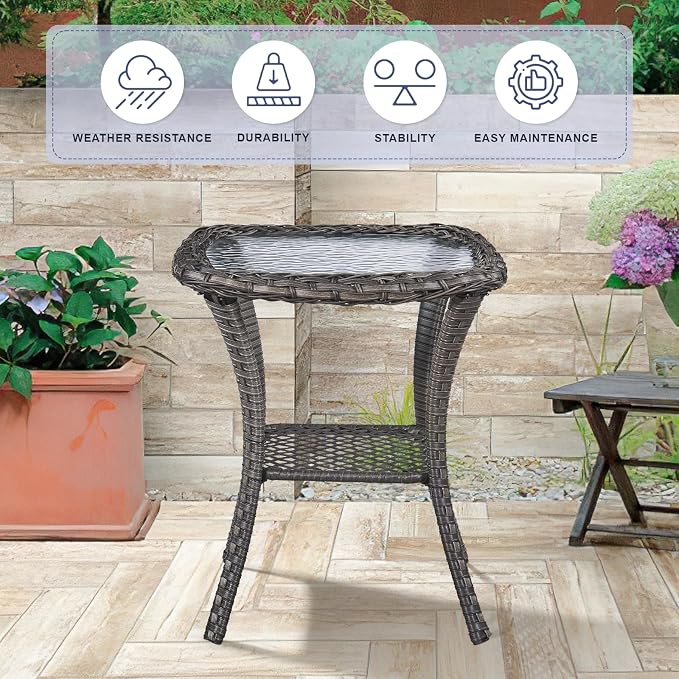 Swivel Patio Chairs Sofa Set of 6-6" Thick Cushion - Wicker Outdoor Swivel Rocker Patio Chair,Sofa/Side Table, High Back Comfortable Outdoor Glider Chairs - Brown Wicker | Beige Cushions