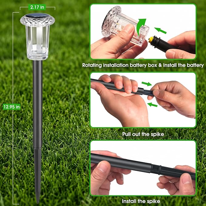 Eyrosa Solar Pathway Lights Outdoor Waterproof, 15 Pack Cool White Solar Garden Lights, Diamond-Cut Starlight Decor, Stake Lighting for Yard Path Walkway Driveway Patio Lawn Outside
