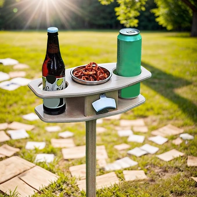Portable Outdoor Wine Picnic Table Stake: Detachable Outdoor Drink Holder Stakes, Small Wood Beer Table Wine Rack for Family Entertainment, Picnic Camping, Beach Barbecue