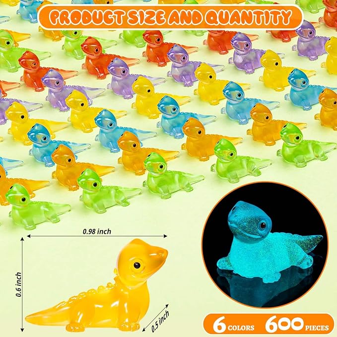 300PCS Luminous Mini Resin Lizards Tiny Glow Lizard Figurines Bulk | 6Colors Miniature Lizard Animal Figurines Glow in The Dark, Micro Moss Garden Landscape, Dollhouse DIY, Birthday Party Decor