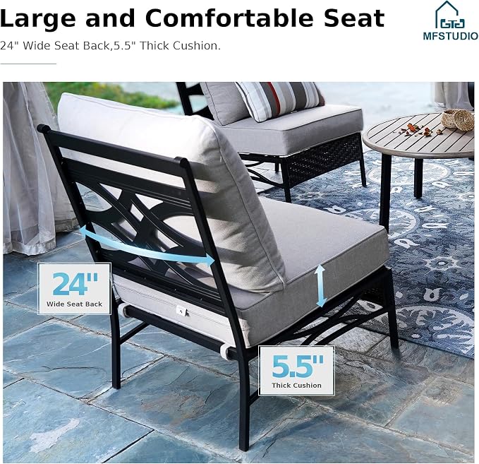 MFSTUDIO Patio Furniture Set, 10 Seats Half-Moon Curved Outdoor Sectional Sofa Conversation Set with 2 Wood-Like Round Table, Woven Rattan Patio Couch for Backyard, Garden, Deck