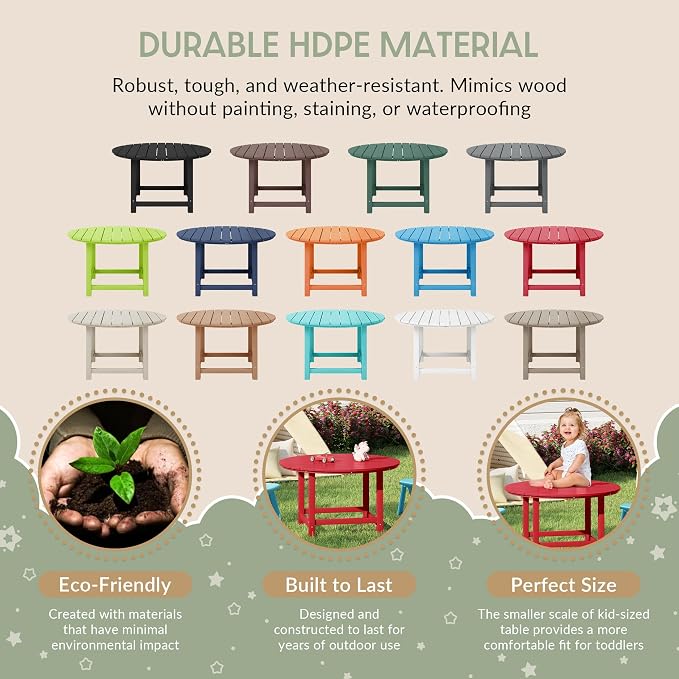 WestinTrends Malibu Kids Outdoor Patio Furniture HDPE 38" Wide Round Dining Table, Red
