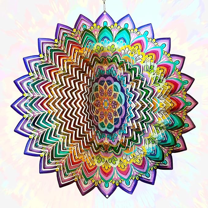 Aoedelyart Wind Spinners Outdoor Mandala Lucky Clover,Wind Spinner Lucky Gifts for Women/Mother/Father/Men,Stainless Steel Kinetic 3D Wind Spinner Outdoor&Indoor Decoration Yard Art Garden Decor