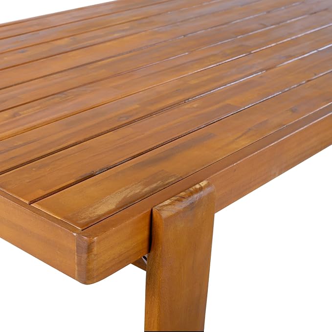 Merax Outdoor Dining Table for 6, 67" L Rectangular Acacia Wood Patio Table for Lawn Garden, Teak