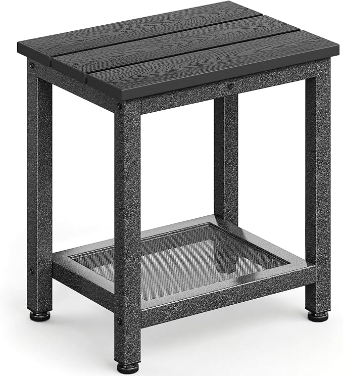 ODK Outdoor Double Side Table, Adirondack Patio End Table with Weather-Resistant Waterproof Top for Hot Tub Garden, Balcony, Poolside, Black