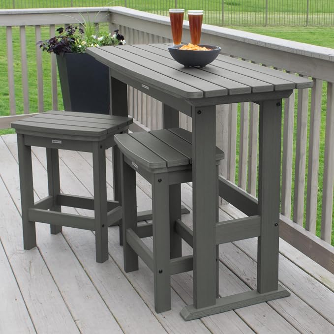 Highwood Lehigh 3pc Counter Height Balcony Dining Set, Coastal Teak