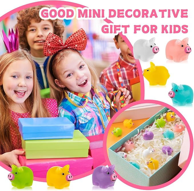 126PCS Mini Resin Pigs Figures Miniature, Colorful Tiny Pig for Cake Topper | Cute Pigs Figures Miniature, Tiny Pig Charms for Cake Topper, Garden Landscape Dollhouse Hide Game Room Decor DIY Craft