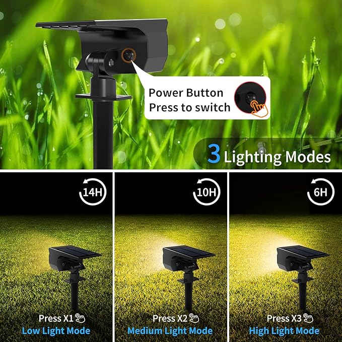 Tadyreal Solar Spot Lights Outdoor 6 Pack, [46 LED/3 Modes] Solar Landscape Spotlights Waterproof, 2-in-1 Auto On/Off Solar Powered Lights for Outside Yard Garden Wall Pathway(Warm White)
