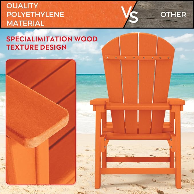 Costaelm Paradise Kids 5-Piece HDPE Outdoor Patio Round Dining Table and Chairs Set, Orange