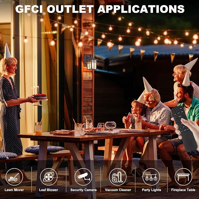 Porch Light with GFCI Outlet with Remote,Dusk to Dawn Motion Sensor Outdoor Light,Upgraded 4 Lighting Modes Brown Front Door Light,Waterproof Outside Lights for House Patio Garage Entryway, 1 Pack