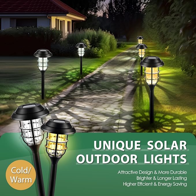 SOLPEX Solar Pathway Lights Waterproof Outdoor Lighting, 8 Pack Cold White | 8-12H Runtime, Auto On/Off, Tool-Free Install, Yard/Garden/Pathway/Patio/Walkway/Driveway