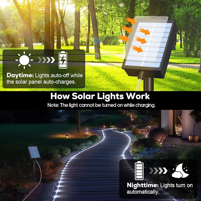 ICRGB Solar Rope Lights Outdoor, 39FT 100 LED (Cool White, 39FT) | With Remote, Waterproof, 8 Modes, for Outdoor Patio Porch Tree Wedding Christmas Pool Garden Decorative