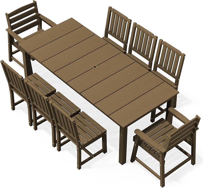 AreShark Patio Dining Chair Set of 2,All Weather HDPE Outdoor Dining Armchairs with Wide Seat and Backrest,Weatherproof Patio Chairs for Garden,Backyard,Deck,Brown
