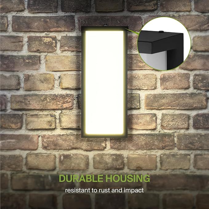 ASD LED 14" Outdoor Wall Light, Dusk to Dawn Front Door House Sconce | 3CCT, Photocell, Waterproof, ETL Listed | 20W 1900LM 3000-5000K 120V | Exterior Lighting Fixture, Porch Lamp | Black, 4 Pack