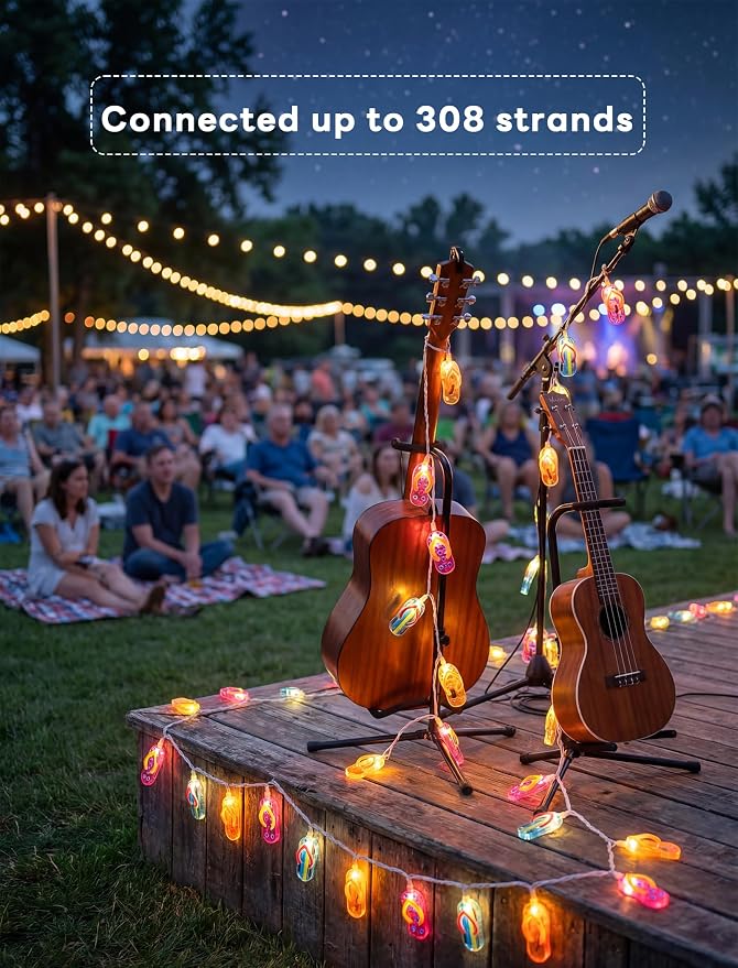 Abeja Summer Slipper String Lights, 8.5Ft Outdoor Hawaiian Tropical Decoration Lights with 10 Multicolor Slipper Lights, Ocean Themed Decorative Lights for Bedroom Camping Decks Party Lighting