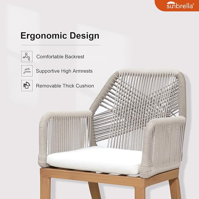 PURPLE LEAF 11 Pieces Patio Dining Set Aluminum Modern Rectangular Table and Rattan Arm Chairs with Cushions for Kitchen Porch Garden Outdoor Furniture Sets, Teak