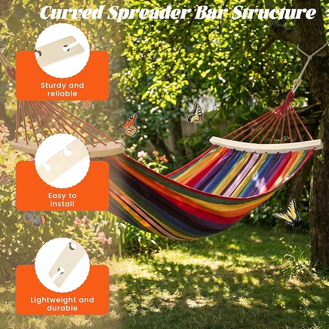 2 PCS Detachable Hammock Spreader Bar, Wooden Hammock Spreader Bars — Durable Replacement Accessories for Patio, Backyard, Camping, Garden