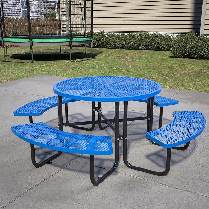 46" Heavy-Duty Portable Picnic Table for 8 People, Expandable Outdoor Table with Umbrella Hole – Commercial Grade for Garden, Patio, BBQs & Camping.