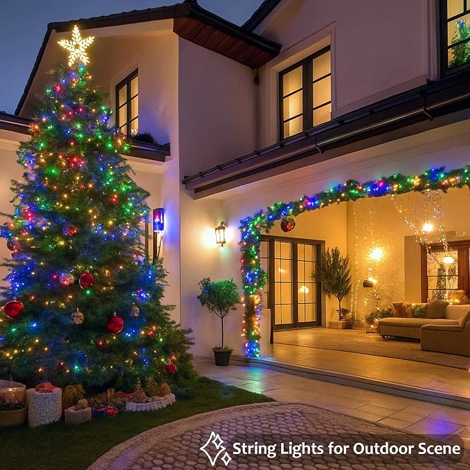 2 Pack 200 LED Battery Operated String Lights, Twinkle Lights Multicolor | 66FT 8 Modes Christmas Fairy Lights Indoor Outdoor, Waterproof Battery Lights for Bedroom Party Porch Tree Holiday Decor