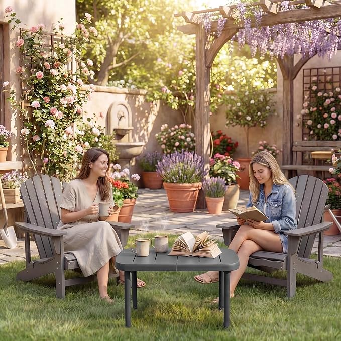 Tangkula Outdoor Coffee Table, Patio Tea Side Table with Aluminum Alloy Rods, Weather-Resistant Small End Table, Outside Accent Coffee Table for Poolside, Balcony, Garden, Porch and Lawn (Gray)