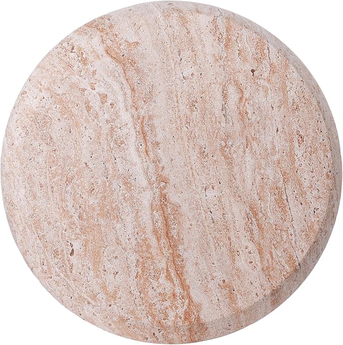 Christopher Knight Home 18.11 Inch Sculptural MGO Side Table Modern Round End Table Faux Travertine Indoor Outdoor Pedestal Accent Table