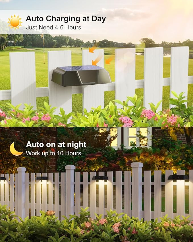Brightown 5 Pack Solar Fence Lights Outdoor, 10 Colors, Waterproof | Solar Deck Light with Warm White, Cool White, RGB Color, Fade/Jump Modes, Solar Lights Outdoor for Outside Yard Step