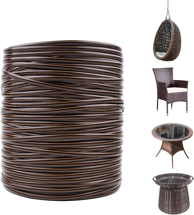 Wicker Repair Material， Flat Synthetic Rattan Weaving Material Plastic Rattan for Knit and Repair Chair Table,Storage Basket,Ect (Coffee Gradient A)