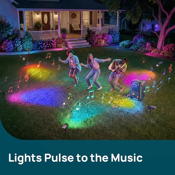 Linkind Smart Solar Lights Outdoor Waterproof SL6C,Dual Ring Tree Spotlight | Solar&USB Charging Solar Spotlights Outdoor Waterproof IP66,Color Changing Spot Light for Tree,Yard, Landscape, House, 1 Pack
