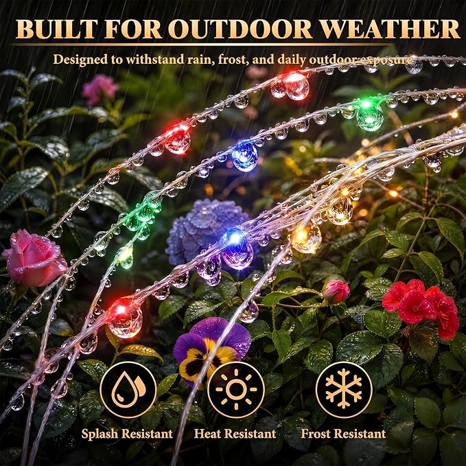 Solar Firework Lights Outdoor 8 Pack, 120LED Solar Starburst Garden Lights with 8 Modes, Waterproof Decorative Sparkle Light for Backyard, Garden, Patio Lawn Landscape & Halloween Party Decor